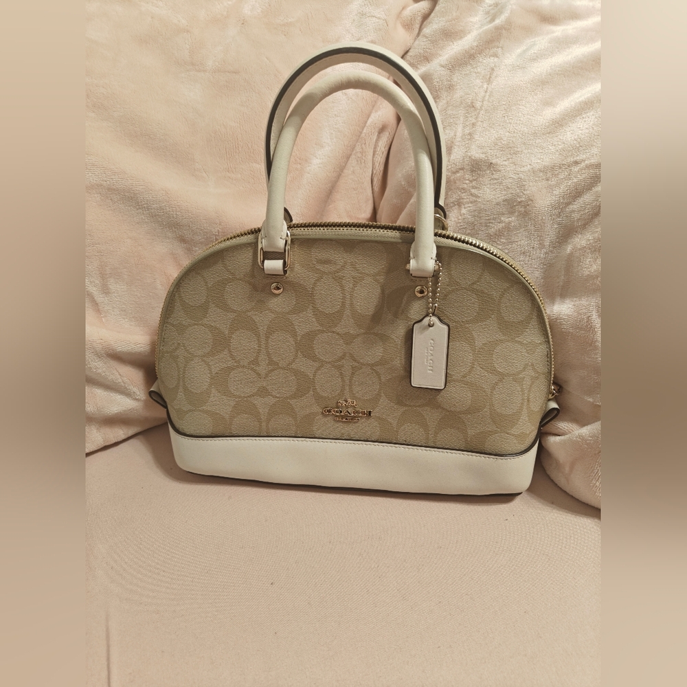 SOLD!!! Coach Tan and White Signature Satchel